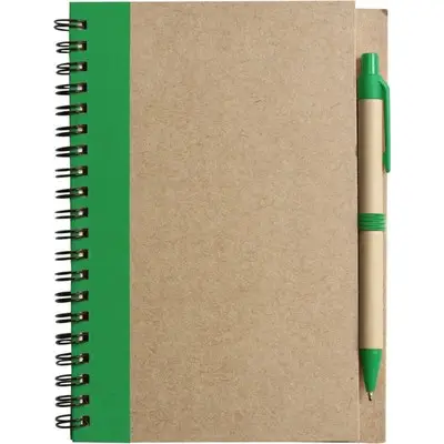 Notes ekologiczny z długopisem - kolor zielony