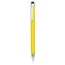Żółty długopis z czarną gumową końcówką