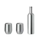 Zestaw butelka i kubki CHIN SET  - kolor srebrny matowy