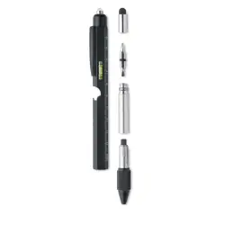 Długopis z poziomicą i miarką - RETOOL - kolor czarny