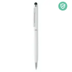 Antybakt. długopis z rysikiem  - kolor biały