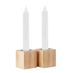Stojak bambusowy z 2 świecami - PYRAMIDE - kolor brązowy