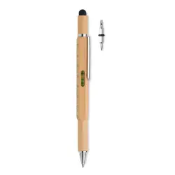 Bambusowy długopis z poziomicą kolor drewniany