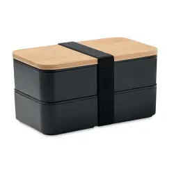 Lunch box z bambusową pokrywką kolor czarny