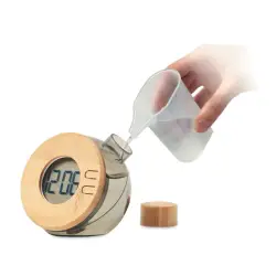 Bambusowy wodny zegar LCD kolor przezroczysty szary