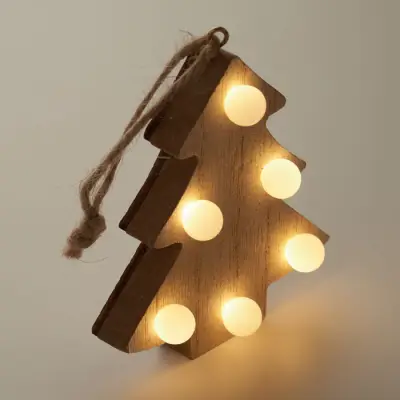 Drewniana choinka z lampkami - LULIE - kolor brązowy