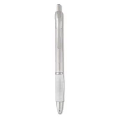 Długopis z gumowanym uchwytem kolor przezroczysty biały