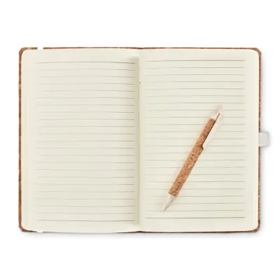 Notatnik A5, długopis z korka  - kolor beżowy