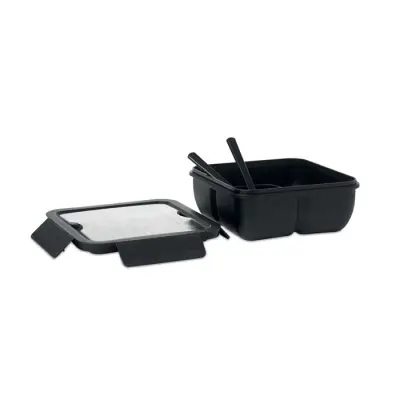 Lunchbox ze sztućcami 600ml - SATURDAY - kolor czarny