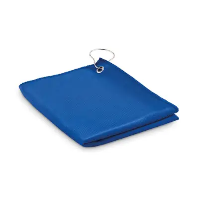 Ręcznik golfowy RPET z klipsem - TOWGO - kolor niebieski