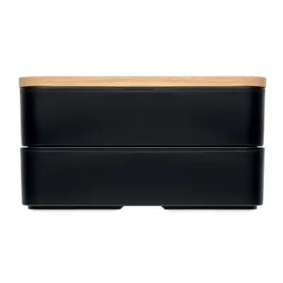 Lunch box z bambusową pokrywką kolor czarny