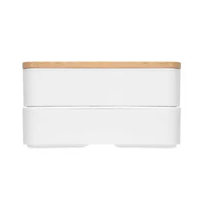 Lunch box z bambusową pokrywką kolor biały