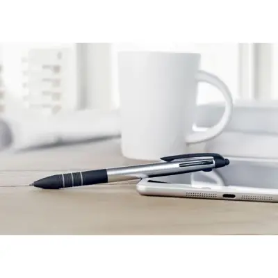 Multipen - 3-kolorowy długopis z rysikiem - Kolor srebrny