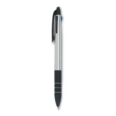 Multipen - 3-kolorowy długopis z rysikiem - Kolor srebrny