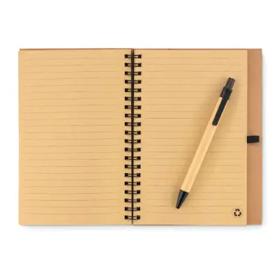 Korkowy notatnik z długopisem SONORA PLUSCORK - kolor czarny