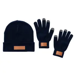 Prasan - rękawiczki i czapka -  kolor ciemno niebieski