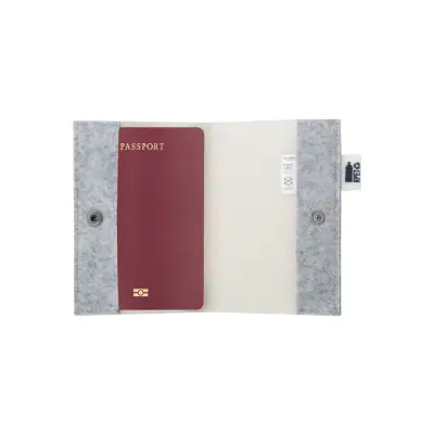 Personalizowana okładka na paszport RPET CreaFelt Pass kolor szary