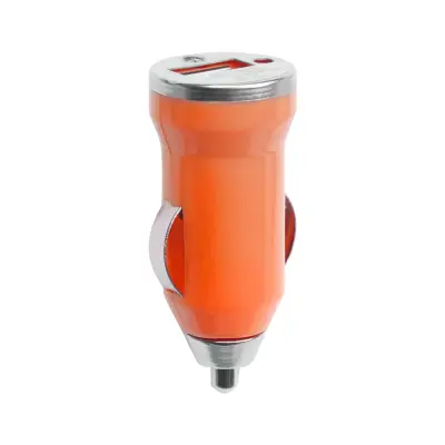 Ładowarka samochodowa USB Hikal - kolor pomarańcz