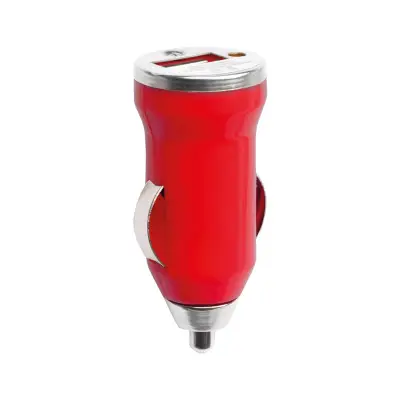 Ładowarka samochodowa USB Hikal - kolor czerwony