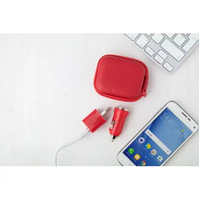 Ładowarka USB Canox - kolor czerwony