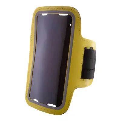 Opaska na ramię z uchwytem na telefon Kelan - kolor żółty