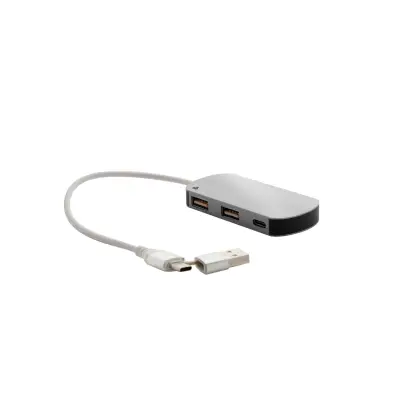 Raluhub - hub USB -  kolor srebrny